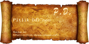 Pitlik Dénes névjegykártya